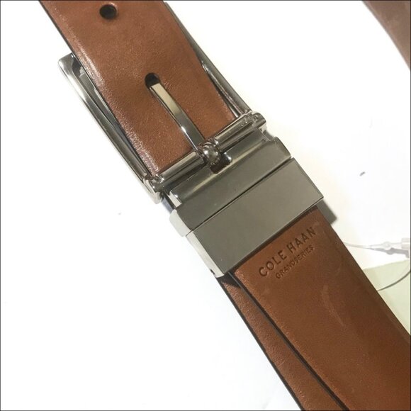 Cole Haan Men’s Navy & British Tan Leather Belt - Size 36.5” - NWT - Picture 3 of 4